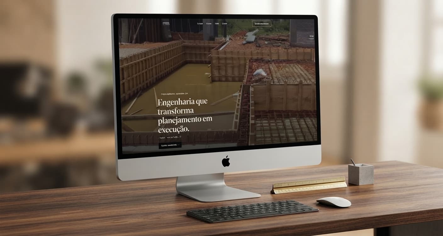 Site da Pereda Engenharia apresentado em uma tela de computador